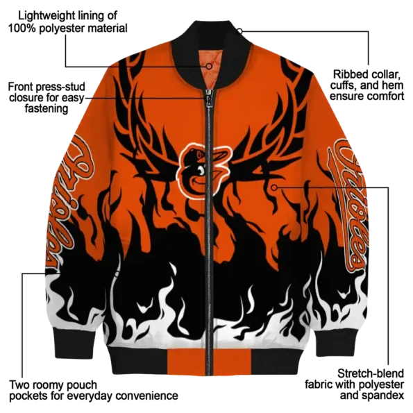 personalized baltimore orioles winged blaze orange white bomber jacket new arrival