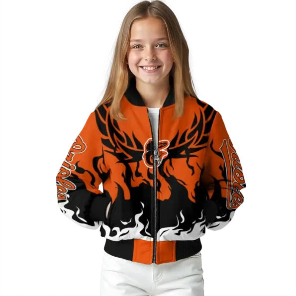 personalized baltimore orioles winged blaze orange white bomber jacket top rated