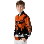 personalized baltimore orioles winged blaze orange white bomber jacket best selling