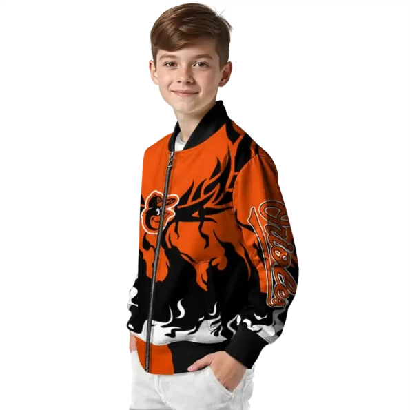 personalized baltimore orioles winged blaze orange white bomber jacket trendy