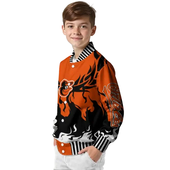 personalized baltimore orioles winged blaze orange white varsity jacket trendy