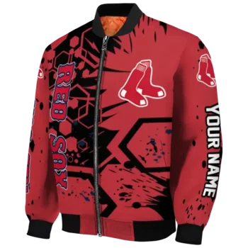 personalized boston red sox hexagon cluster red black bomber jacket best selling