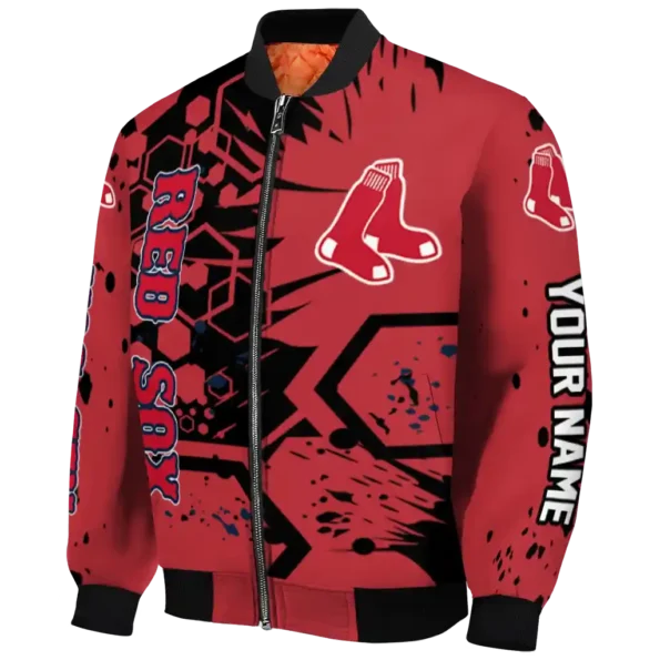 personalized boston red sox hexagon cluster red black bomber jacket best selling