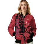 personalized boston red sox hexagon cluster red black bomber jacket best selling