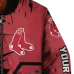 personalized boston red sox hexagon cluster red black bomber jacket best selling
