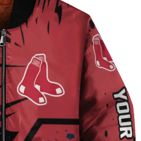 personalized boston red sox hexagon cluster red black bomber jacket premium grade