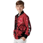 personalized boston red sox hexagon cluster red black bomber jacket best selling