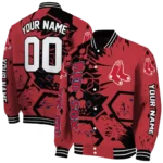 personalized boston red sox hexagon cluster red black varsity jacket best selling