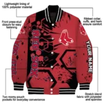 personalized boston red sox hexagon cluster red black varsity jacket best selling