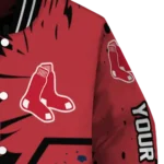 personalized boston red sox hexagon cluster red black varsity jacket best selling