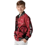 personalized boston red sox hexagon cluster red black varsity jacket best selling