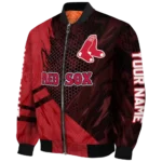 personalized boston red sox hexagon mesh red black bomber jacket best selling