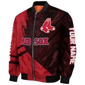 personalized boston red sox hexagon mesh red black bomber jacket best selling