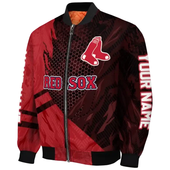 personalized boston red sox hexagon mesh red black bomber jacket best selling