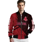 personalized boston red sox hexagon mesh red black bomber jacket best selling