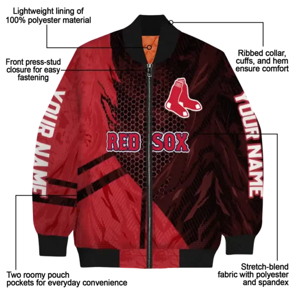 personalized boston red sox hexagon mesh red black bomber jacket new arrival