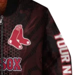 personalized boston red sox hexagon mesh red black bomber jacket best selling