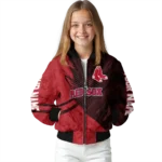 personalized boston red sox hexagon mesh red black bomber jacket best selling