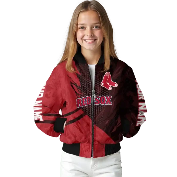 personalized boston red sox hexagon mesh red black bomber jacket top rated