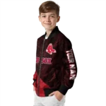 personalized boston red sox hexagon mesh red black bomber jacket best selling