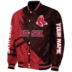personalized boston red sox hexagon mesh red black varsity jacket best selling