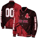 personalized boston red sox hexagon mesh red black varsity jacket best selling