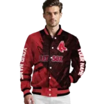 personalized boston red sox hexagon mesh red black varsity jacket best selling