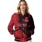 personalized boston red sox hexagon mesh red black varsity jacket best selling