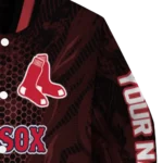 personalized boston red sox hexagon mesh red black varsity jacket best selling