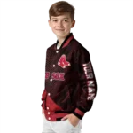 personalized boston red sox hexagon mesh red black varsity jacket best selling