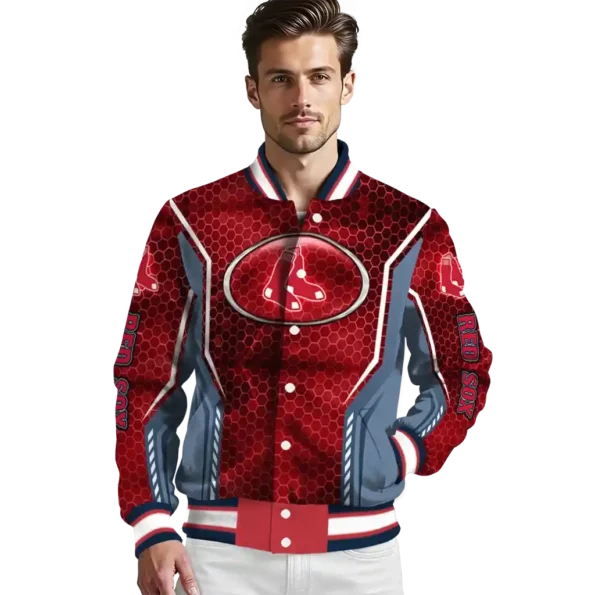 personalized boston red sox power plate red varsity jacket high quality
