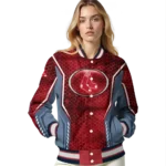 personalized boston red sox power plate red varsity jacket best selling
