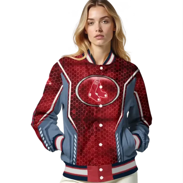 personalized boston red sox power plate red varsity jacket latest model