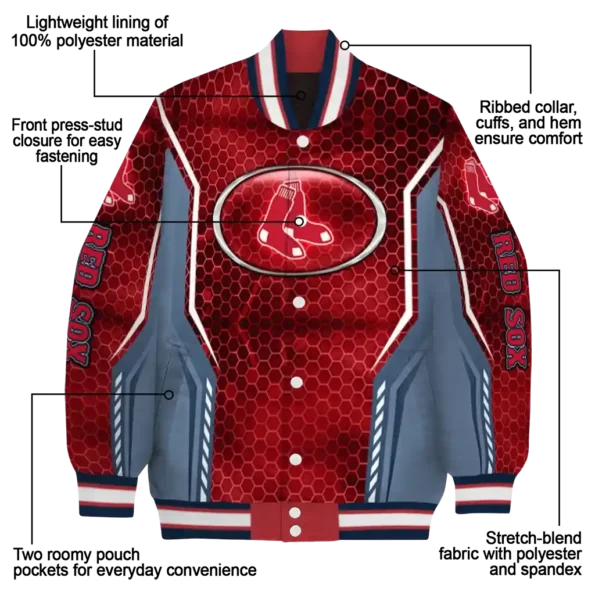 personalized boston red sox power plate red varsity jacket new arrival