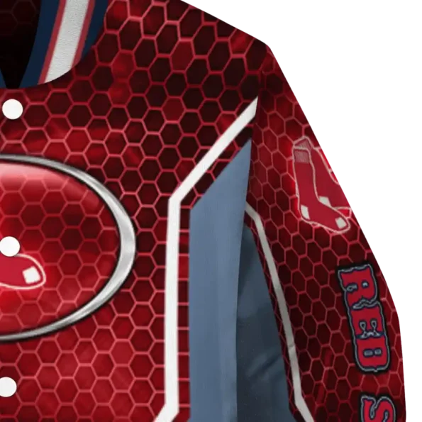 personalized boston red sox power plate red varsity jacket premium grade