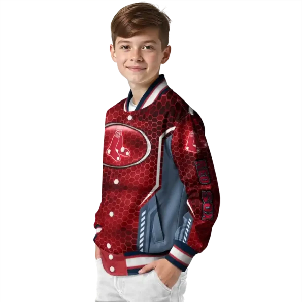 personalized boston red sox power plate red varsity jacket trendy