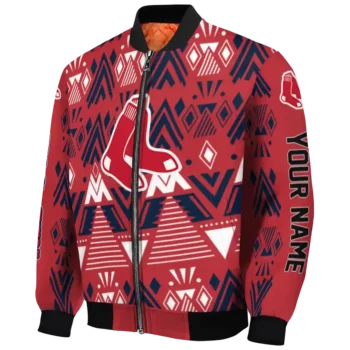 personalized boston red sox pyramid shapes red bomber jacket best selling