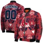 personalized boston red sox pyramid shapes red bomber jacket best selling