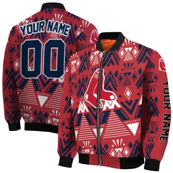 personalized boston red sox pyramid shapes red bomber jacket fashion forward