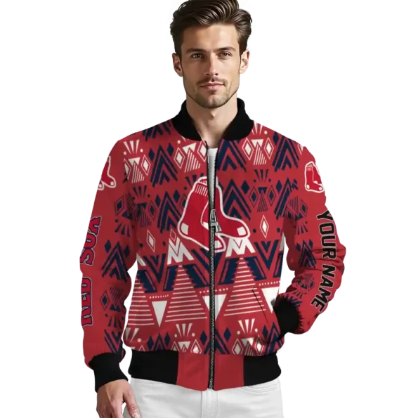 personalized boston red sox pyramid shapes red bomber jacket high quality