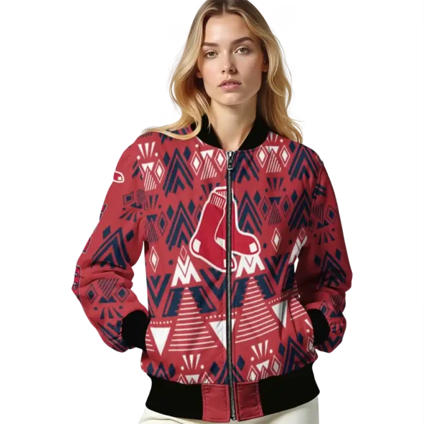personalized boston red sox pyramid shapes red bomber jacket latest model