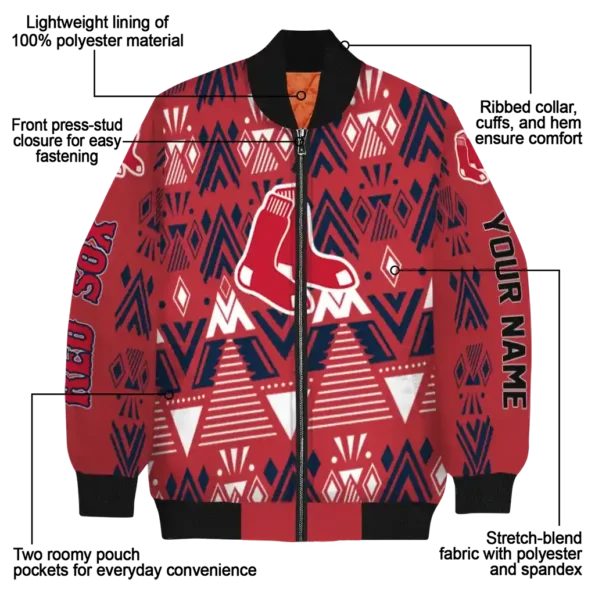 personalized boston red sox pyramid shapes red bomber jacket new arrival