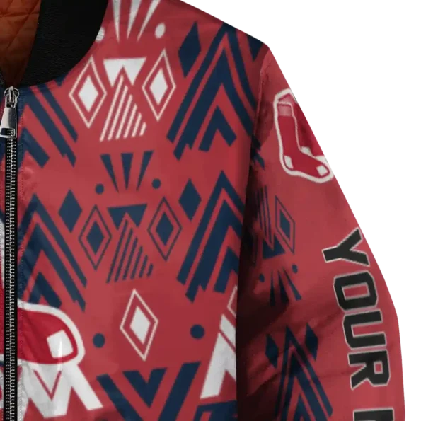 personalized boston red sox pyramid shapes red bomber jacket premium grade