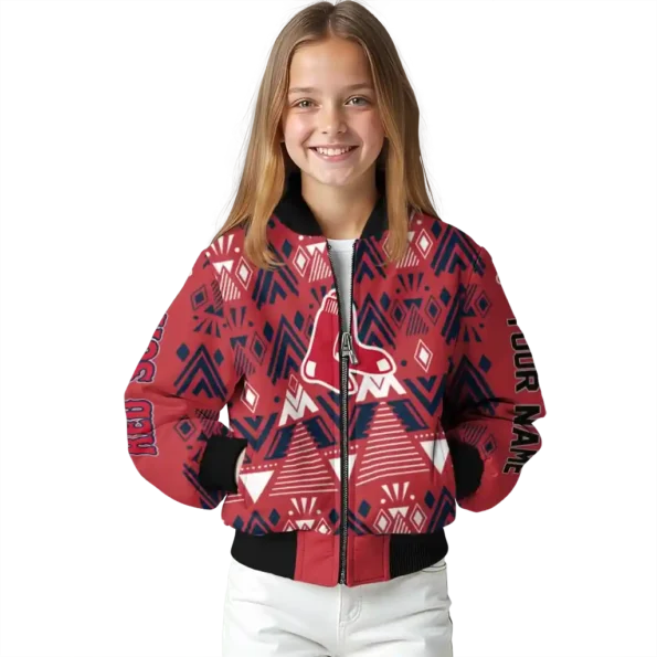 personalized boston red sox pyramid shapes red bomber jacket top rated