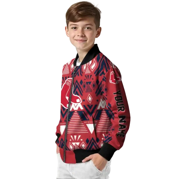 personalized boston red sox pyramid shapes red bomber jacket trendy