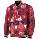 personalized boston red sox pyramid shapes red varsity jacket best selling