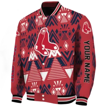 personalized boston red sox pyramid shapes red varsity jacket best selling