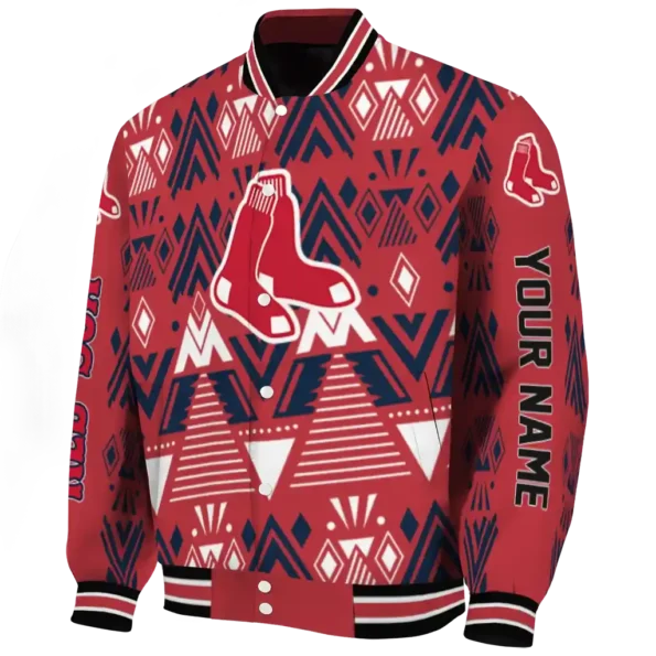 personalized boston red sox pyramid shapes red varsity jacket best selling