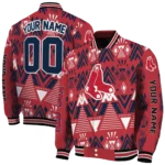 personalized boston red sox pyramid shapes red varsity jacket best selling