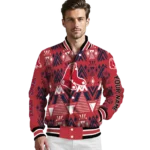 personalized boston red sox pyramid shapes red varsity jacket best selling